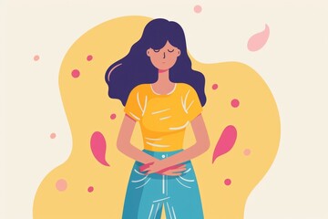 Poster - A woman standing with her hands in her pockets. Suitable for lifestyle and fashion concepts