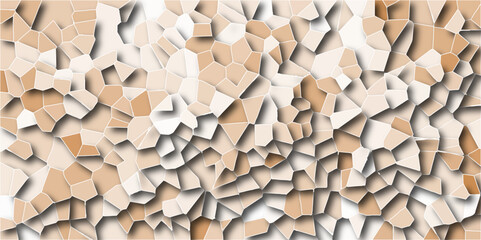 Poster - Brown crystallize abstract background in soft pastel sweet vector illustration. Pastel soft gradient colors stone tile pattern with shadow. Cement kitchen decor. abstract mosaic polygonal background