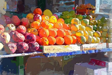 Aufkleber - Various fresh fruits displayed on a table, perfect for healthy eating concept or food blog