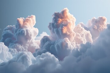 Poster - A plane flying through a sky filled with fluffy clouds. Ideal for travel or aviation concepts