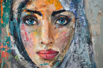 Sticker - A painting of a woman wearing a veil, suitable for various artistic projects