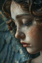 Aufkleber - Close up of a child with freckles. Suitable for various projects