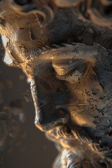 Poster - Detailed close up of a man's face on a statue. Ideal for historical or artistic projects