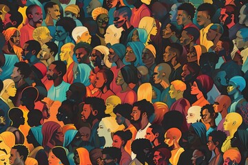 Poster - A diverse crowd of individuals standing in unity. Perfect for business or community concepts