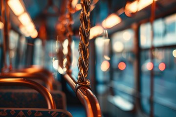 Poster - A glimpse inside a public transit bus, suitable for transportation concepts