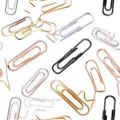Poster - A pile of paper clips ready for use in the office. Suitable for business and organizational concepts