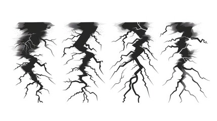 Poster - A black and white drawing of lightning bolts. Can be used for educational materials or weather-related designs