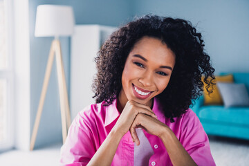 Wall Mural - Photo of pretty young girl wondered think entrepreneur businesswoman wear trendy pink outfit modern interior indoors office workstation