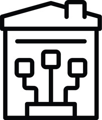 Poster - Internet enabled home icon outline vector. Smart house system. Intelligent indoor technology