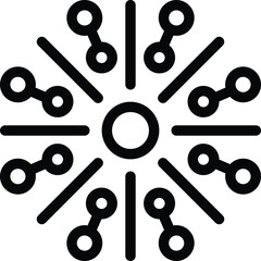 Poster - Black and white image featuring a radial pattern with interconnected nodes, ideal for backgrounds