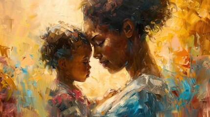 A mother's love is illustrated in this enchanting image that captures the essence of a mother's unwavering love and devotion.