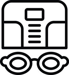 Poster - Black and white line art of a floppy disk above a pair of round eyeglasses