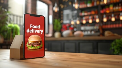 Modern food delivery mobile app kit template featuring a sleek user interface design, vibrant color scheme, and ample copy space for text, perfect for showcasing your food delivery service.