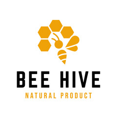 Canvas Print - Bee hive and honey logo flat vector design