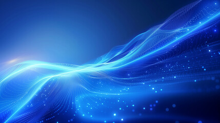 Wall Mural - Blue background with curved lines, gradient from left to right. The blue color is bright and clear, creating an atmosphere of speed and technology.