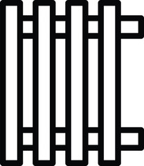 Poster - Simple line icon representing a radiator for heating, depicted in black on a white background