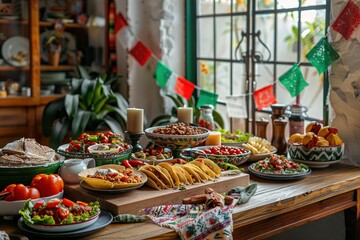 Vibrant Mexican Food Display for Festive Celebration