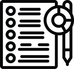 Poster - Black and white line art icon of a checklist complete with checkboxes and a pen
