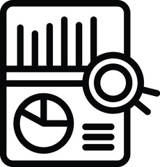 Aufkleber - flat vector icon depicting a business report with pie chart and magnifying glass for analysis