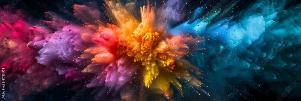 Colorful powder explosion for abstract banner or background Stock Photo ...
