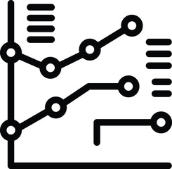 Poster - Minimalist abstract line graph icon in simple black outline design on white background for data analysis and visualization in business and finance concept