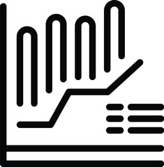 Poster - Simplified black and white line graph icon, representing data analysis and business growth trends