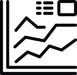 Poster - Vector illustration of black and white simple line graph icon for business data chart and infographic statistics analysis, perfect for finance presentation and corporate marketing investment