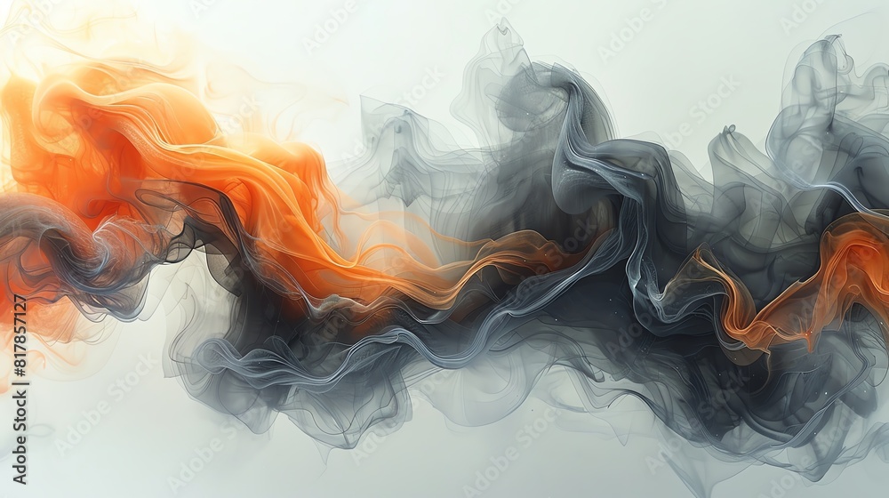 Abstract ink wash, soft blending of colors and organic shapes with a ...