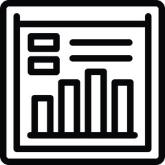 Poster - Simplistic black and white line art icon depicting a bar graph, suitable for business and statistical content
