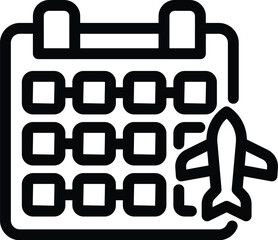 Poster - Modern black and white launch schedule calendar icon for digital web applications and user interface experience with a reminder of important dates and deadlines for aerospace and space mission plannin