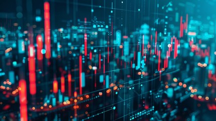Poster - Stock market or forex trading graph and candlestick chart suitable for financial investment concept. Economy trends background for business idea and all art work design. Abstract finance background.