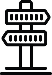 Poster - Vector illustration of a blank directional signpost icon with multiple black and white signs. Arrows. And symbols. Isolated on white background perfect for wayfinding. Navigation