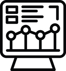 Poster - Modern analytics dashboard icon with black and white line art design for data analysis. Financial performance. Seo optimization. And user interface application on computer screen