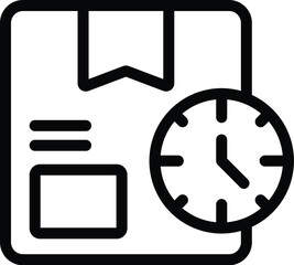 Poster - Line art icon of a document with a clock, symbolizing time management, deadlines, and planning