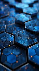 Wall Mural - Futuristic blue Hexagon Design