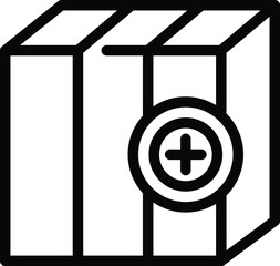 Sticker - Simple line icon representing a first aid box, indicating medical assistance or health care