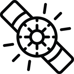 Poster - vector illustration of a stylized satellite icon in a simple black and white line art style