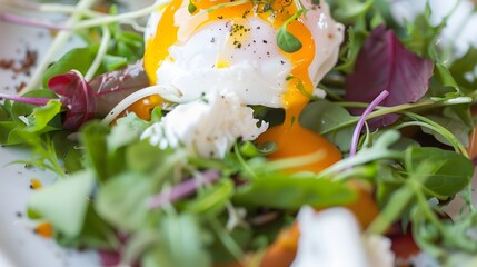 Wall Mural - A tangy salade lyonnaise with poached egg