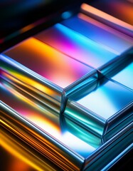Wall Mural - Image of titanium with an anodized finish, featuring vibrant, iridescent colors that shift with the light