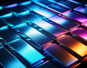 Wall Mural - Image of titanium with an anodized finish, featuring vibrant, iridescent colors that shift with the light