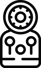 Poster - Vector illustration of a simple black and white industrial robot arm icon with futuristic, precision, and control technology for automated machinery in manufacturing and engineering industries