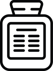 Poster - Simple line art illustration of a clipboard icon in black and white, suitable for various design uses