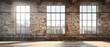 © AcousticGal - Industrial loft space with large windows and an empty wall, ideal for urban style photography or minimalist interior design