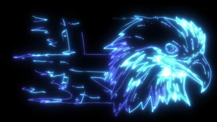 Poster - neon animation of Mascot Head Eagle