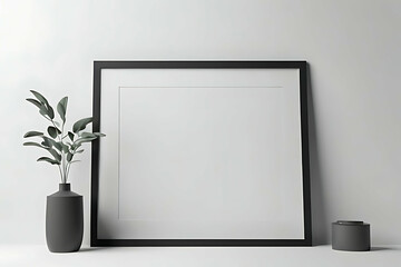 Wall Mural - Frame Blank Mock-up minimalist. Minimalist Poster Display with Plant