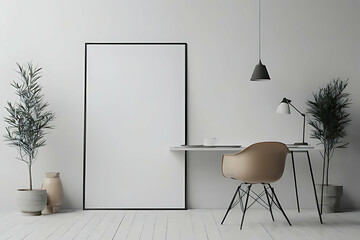 Wall Mural - Frame Blank Mock-up minimalist. Elegant Picture Frame