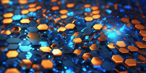 Aufkleber - Bright deep blue tech 3D hexagons
