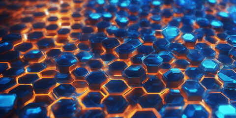 Aufkleber - Bright deep blue tech 3D hexagons