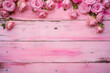 © Kitty - Pink roses on a pink wooden background, with a pink wood texture, for a pink backdrop for product photography