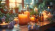 © Aliaksandra - wellness retreat oasis, a serene setting with candles and oils on a table, beckoning you to relax and rejuvenate at a wellness getaway